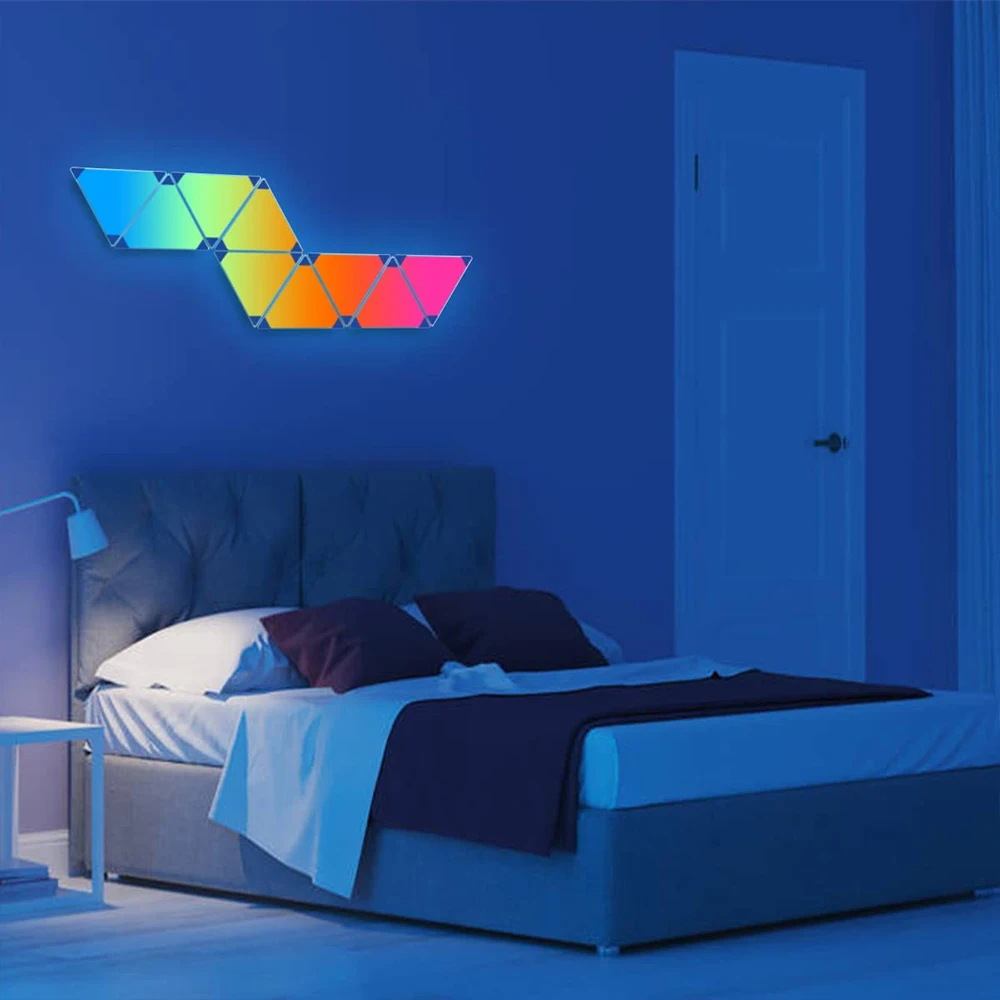 Painéis de Luz Trabalho com Alexa Casa para o Quarto Triângulo Inteligente Parede Rhythm Edition 9 Pacote Google Jogo Decoração Festa Rgb Led 13 parede rhythm edition 9 pacote trabalho com