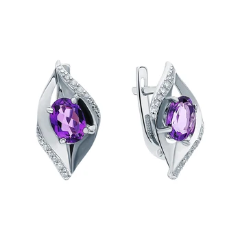 

Silver earrings with amethyst and cubic zirconia sunlight sample 925