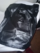 Minifalda elástica corta de cuero sintético para mujer, Falda corta de cintura alta, color negro, 2017