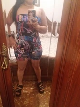 Mono sin tirantes con hombros descubiertos para mujer, peto con estampado, pantalones cortos de motorista, de talla grande S-4XL Sexy ropa de calle, 2020