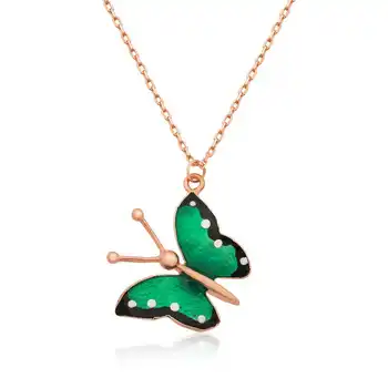 

925 sterling Silver Green Butterfly Lady Necklace