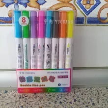 8 unids/set de línea doble rotulador fluorescente marcador de Color caramelo estudiante Multicolor mano nota bolígrafo para la escuela cartel