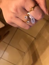 DOTIFI-anillos de acero inoxidable 316L para mujer, de doble circonita sortija de compromiso, joyería de boda