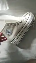 Zapatos de lona con plataforma de 4cm para mujer, zapatillas informales de encaje Retro, calzado de ocio transpirable para exteriores, Fotos reales