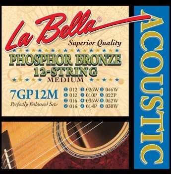 

7gp12m phosphor bronze strings for 12 string acoustic guitar, 12-52, La Bella