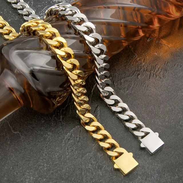 Fiusem - Cadenas Chapadas En Oro De 14 Quilates/tono Plata