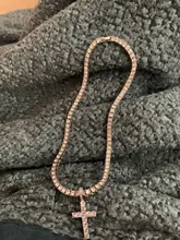 Collar con colgante de Cruz de Hip Hop para hombre y mujer, cadena de tenis de circón de 4mm, collares ostentosos con diamantes de imitación, joyería de Hip Hop