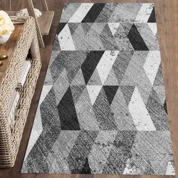 

Else Gray Black White Geometric Nordec 3d Print Non Slip Microfiber Washable Runner Mats Floor Mat Rugs Hallway Carpets