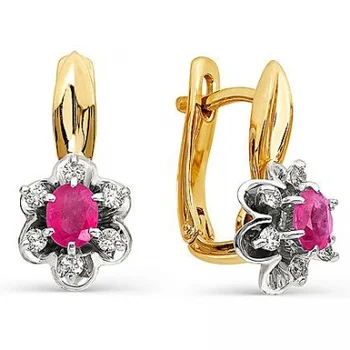 

Alcor earrings flowers with diamonds, ruby red gold
