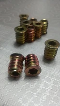 Rosca de acero al carbono M46 M8 M10 para inserción de madera, Tuercas de cabeza hexagonal con brida para muebles, 10/5 Uds.