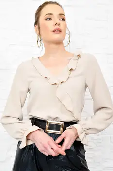 

Trend Alacati Style Women Ruffle Detail Crop Aerobın Bluz ALC-X3606