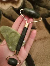 Rodillo masajeador Facial de Guasha Junta doble cabezas de remodelación de cara de elevación masajeador Natural Jade piedra cuello delgado herramienta de cuidado
