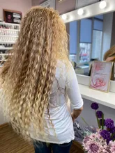 FASHION IDOL-mechones de cabello de cola de caballo rizado, extensiones de cabello sintético largo suave de 34 pulgadas, 100g, marrón, Rubio