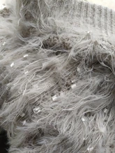 Crochet Skirt Feather-Sweater A-Line Midi Grey Long Designer High-Waist Fashion Women