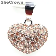 22x17 мм романтическая горячая Распродажа в форме сердца, с топазом шампанского, подарок для девочек, серебряная подвеска