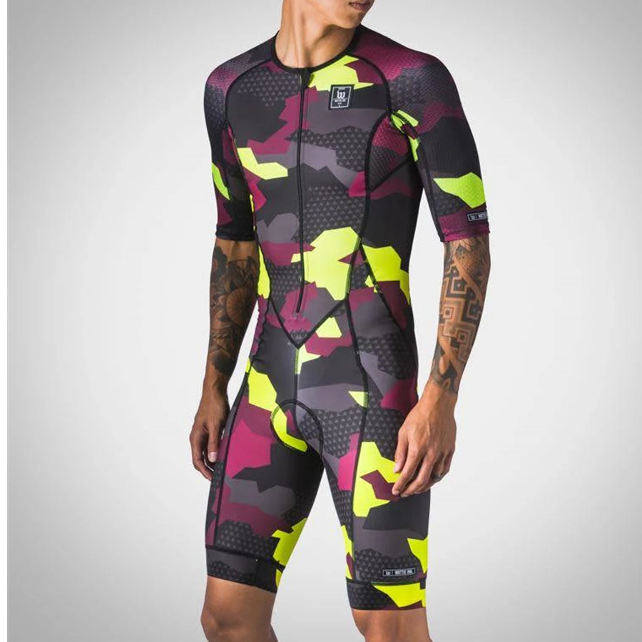 Wattieink открытый Трикотажный костюм для триатлона skinsuit Велоспорт мужской Велосипедный Спорт ciclismo Боди Набор всплеск Одежда MTB кожи костюм - Цвет: Розовый