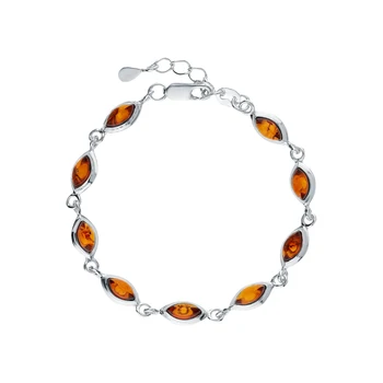 

Silver Bracelet with amber sunlight