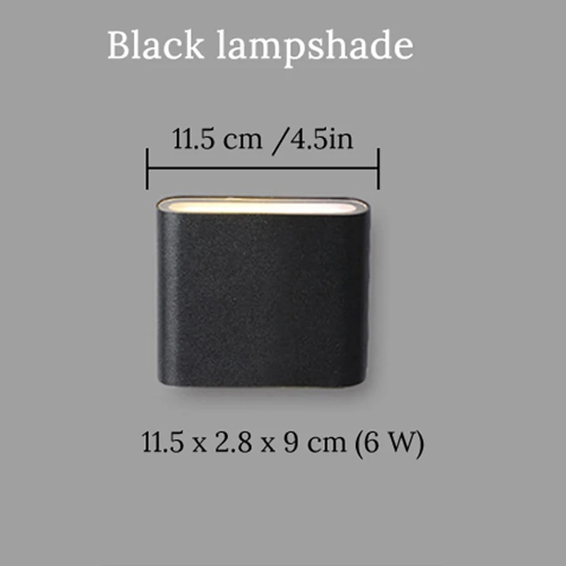 black 6W Small size Светодиодный настенный светильник водонепроницаемый наружный настенный светильник IP65 Алюминиевый 6 Вт/12 Вт светодиодный настенный светильник для помещений декорированный настенный светильник - Цвет абажура: black 6W Small size