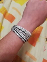 Pulsera de cuero con diamantes de imitación para mujer, brazalete de cristal, varias capas, joyería, novedad de 2016