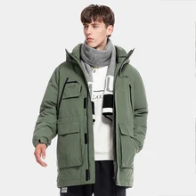  Golden Camel Outdoor Camping Waterproof Mid-length Down Jacket for Men 2021 Winter Thick Tooling 80% White Duck Down Warm Jacket 