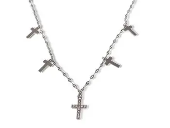 

Silver necklace with smooth crosses and zircons