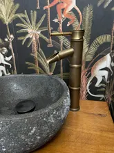 Basin Faucet Hot-And-Cold-Water-Tap Bamboo-Style Bronze Single-Handle Antique Brass Finish