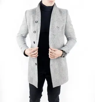 

DeepSEA Navy Herringbone Pattern Shawl Lapel Slim Fit Coat 1701826