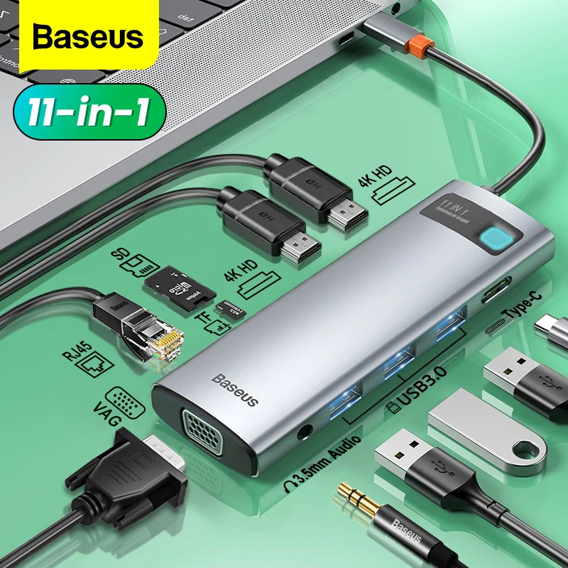 Baseus USB Type C HUB USB C to HDMI-compatible RJ45 SD Reader PD