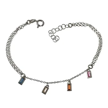 

Law silver bracelet 925m rhodium-plated 18cm. Center stones colors rectangular hanging closure reasa