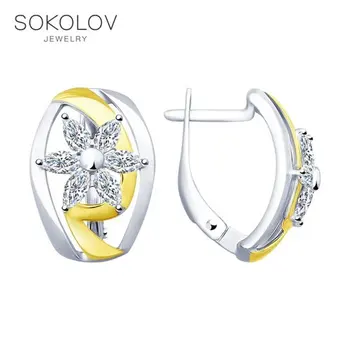 

SOKOLOV Silver drop earrings with stones with cubic zirconia fashion jewelry silver 925 women's male, long earrings