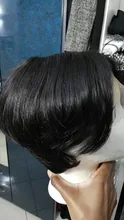 Zafiro corto Pixie pelucas de encaje corte Pixie Peluca de pelo Remy brasileño recto 150% de densidad máquina pelucas de cabello humano para las mujeres