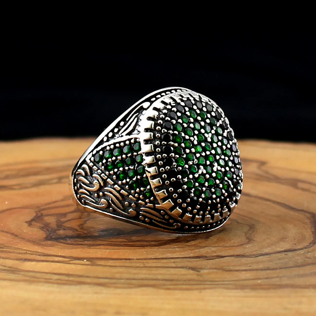 

925 Sterling Silver Ring for Men Black Green Zircon Stones Jewelry fashion vintage Gift Mens Rings All Size Made in turkey