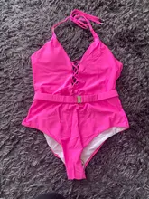 One-Piece Swimsuit Belt-Buckle Monokini Bandage Push-Up Sexy High-Waist Integrated