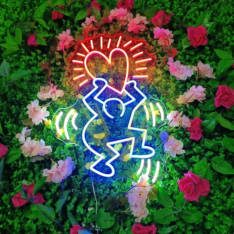 Insegna Al Neon Di Keith Art Haring, Luce Notturna Creativa, Luce Al Neon Del Ragazzo Di Arte Della Via Di Mostra Di Haring, Decorazione Della Stanza