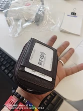 Cartera Vintage de cuero genuino para hombre, Tarjetero con bloqueo RFID, cremallera, funda protectora de bolsillo, 2021