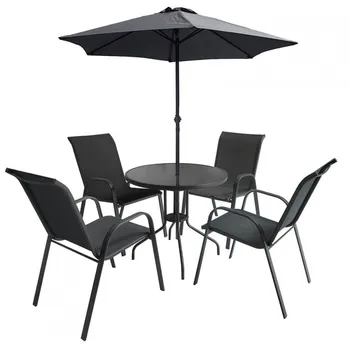 

Dining Set round table with parasol and 4 chairs Koh Tao GH91