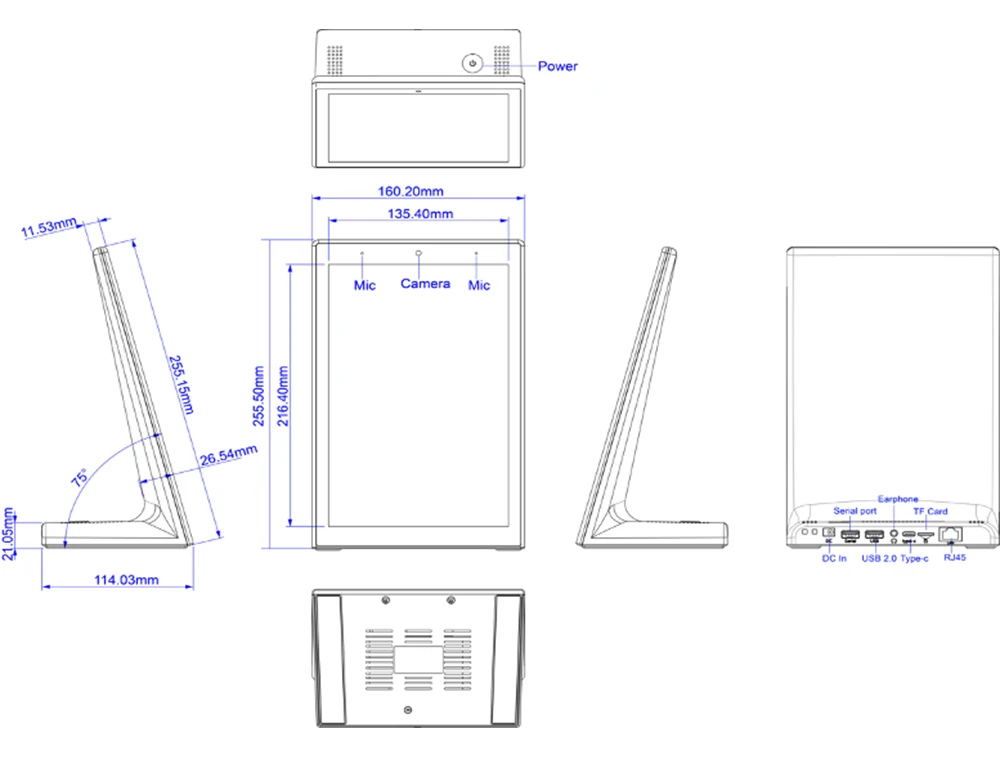 10 Inch Android Desktop Interactive Signage with 5MP Camera, Mic, RS232, USB2.0, Type-C, TF Card, RJ45, Wifi, BT, Power (Portrait) Description Image.This Product Can Be Found With The Tag Names Cheap Mini PC, Computer Office, High Quality Computer Office, Mini pc