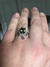 Anillo de tortuga verde oliva grande para mujer, anillos de piedra circón de cristal de Color plateado para mujer, joyería de boda, regalo de San Valentín