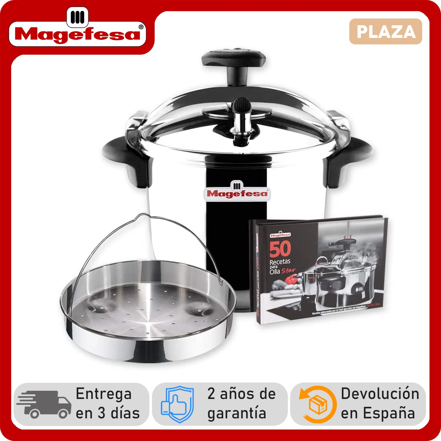 Magefesa Star R 6 Quart Fast Pressure Cooker in Stainless Steel