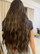 OneNonly-Peluca de cabello sintético largo degradado para mujer, pelo Natural resistente al calor, ondulado y suelto con flequillo, color marrón y Rubio, para Cosplay