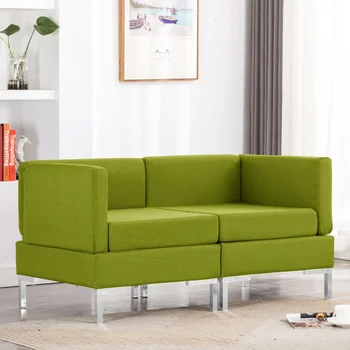 

Modular 2 pcs Green fabric cushions sofa corner sofa
