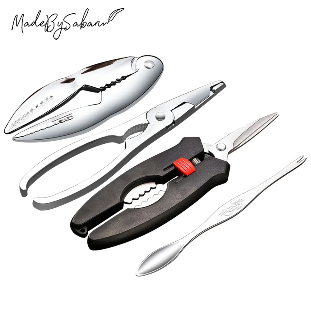 Crab-eating Tools Household Stainless Steel Crab Peel Shrimp Lobster Clamp Pliers Clip Pick Seafood Set | Дом и - Цена: 