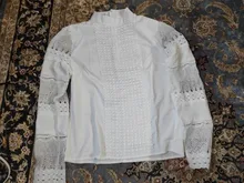 Blusa informal de Chifón con manga larga para verano, camisa con encaje para mujer, S-5XL, con gancho y flores, 2019