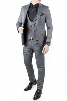 

DeepSEA Navy Blue Self Print Slimfit Suit 1810694