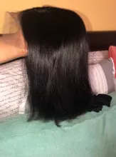 Hueso recto frente de encaje pelucas de cabello humano 180% de densidad Pre arrancó 13x4 brasileño recto peluca con malla frontal 4X4 Cierre de encaje peluca