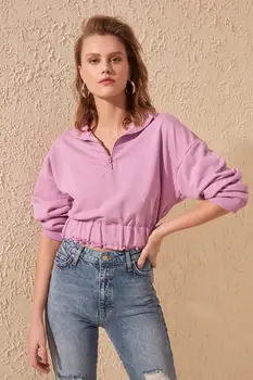 

Trendyol Shir Detailed Crop Knitted Sweatshirt TWOAW20SW0074