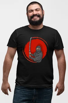 

Angemiel Wear Samurai Ninja Black Men 'S Cotton Big Size T-Shirt
