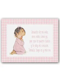 

Cuadriman | Girl's Box Praying With Prayer-Small-Canvas Vichy Roses-25x32 cm