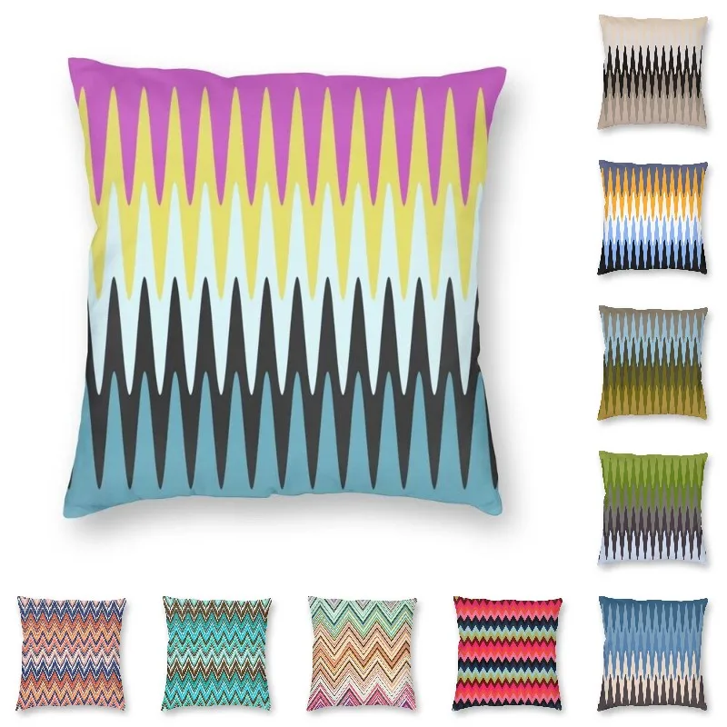 

Colorful Zig Zag Zigzag Cushion Cover 40x40 Decoration Print Boho Multicolor Throw Pillow Case for Living Room Double-sided