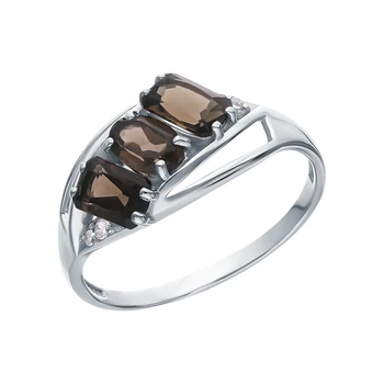 

Silver ring with раухтопазами and cubic zirconia sunlight sample 925